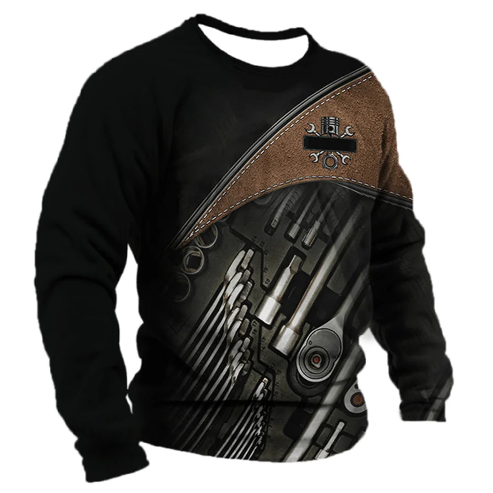 Color: Lavender, Size: XXXL - Men's T -shirt Retro T -shirt Summer clothing personalized name Mechanic mechanic 3D printing 5xl sports shirt long -sleeved