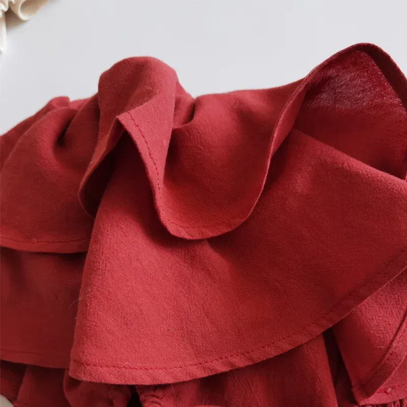 Color: Beige, Kid Size: 24M - Double Layers Ruffles Lace Baby Skirt Pants Summer Cotton Linen Kids Pettiskirt Toddler Dancing Wedding Clothing Tutu Skirt