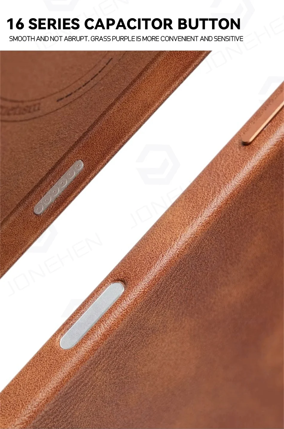 Color: Beige, Material: Denim - High-end Retro Oil Wax Pattern Magnetic For Magsafe Leather Case For iPhone Air 15 14 Plus 13 16 17 Pro Max Camera Button Cover