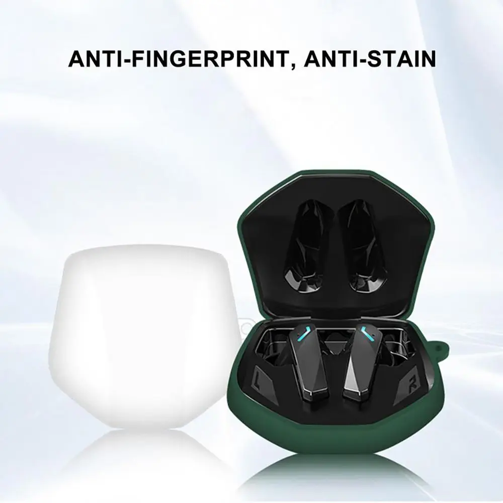 Color: Olive - Soft Silicone Earphone Storage Box Shockproof Dustproof Wireless With Hook and Loop Headphone Case For Lenovo GM2PRO