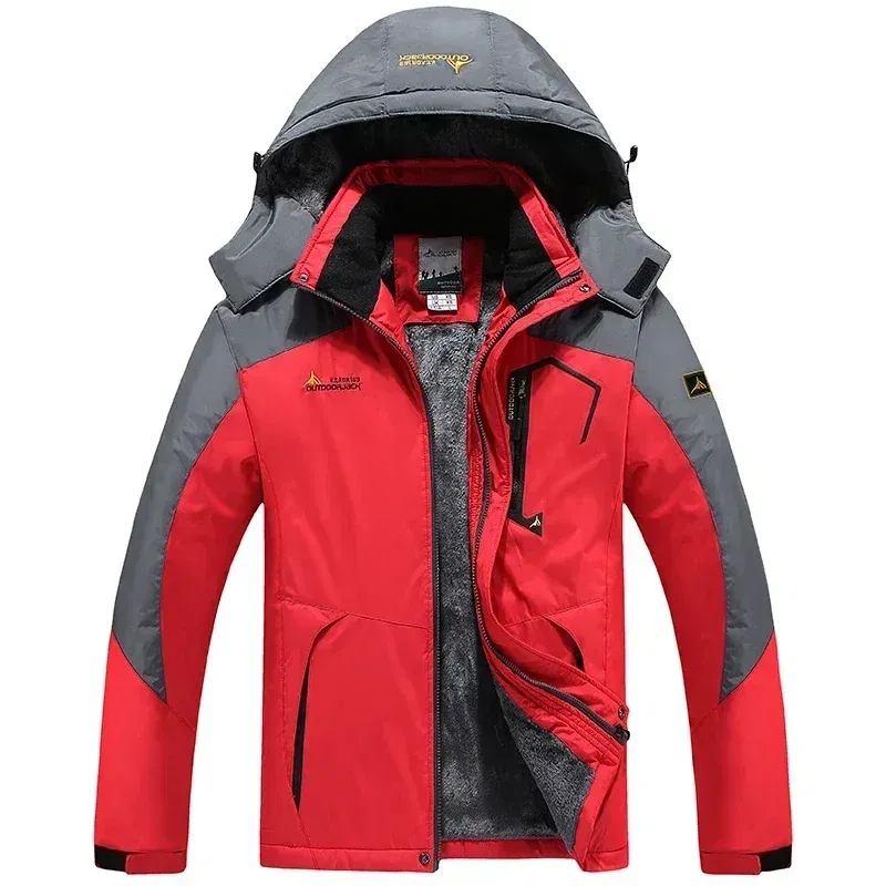 Color: army green, Size: 4XL - Autumn Winter Men's Windbreaker Waterproof and Warm Outdoor Hiking and Fishing Multi Pocket Wear-resistant Thick Jacket Men Coat