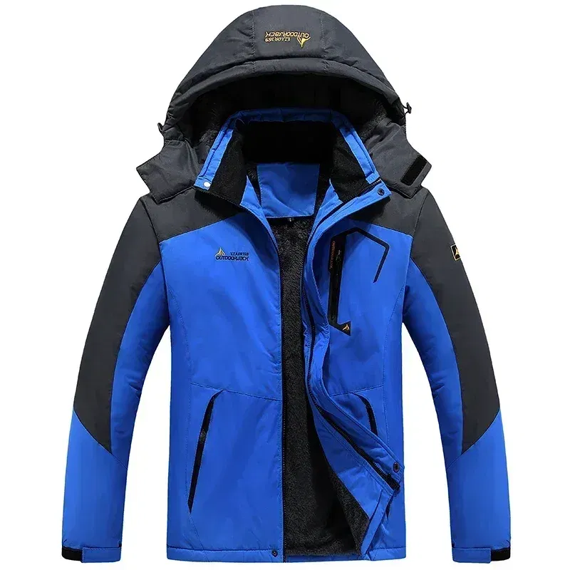 Color: army green, Size: 4XL - Autumn Winter Men's Windbreaker Waterproof and Warm Outdoor Hiking and Fishing Multi Pocket Wear-resistant Thick Jacket Men Coat