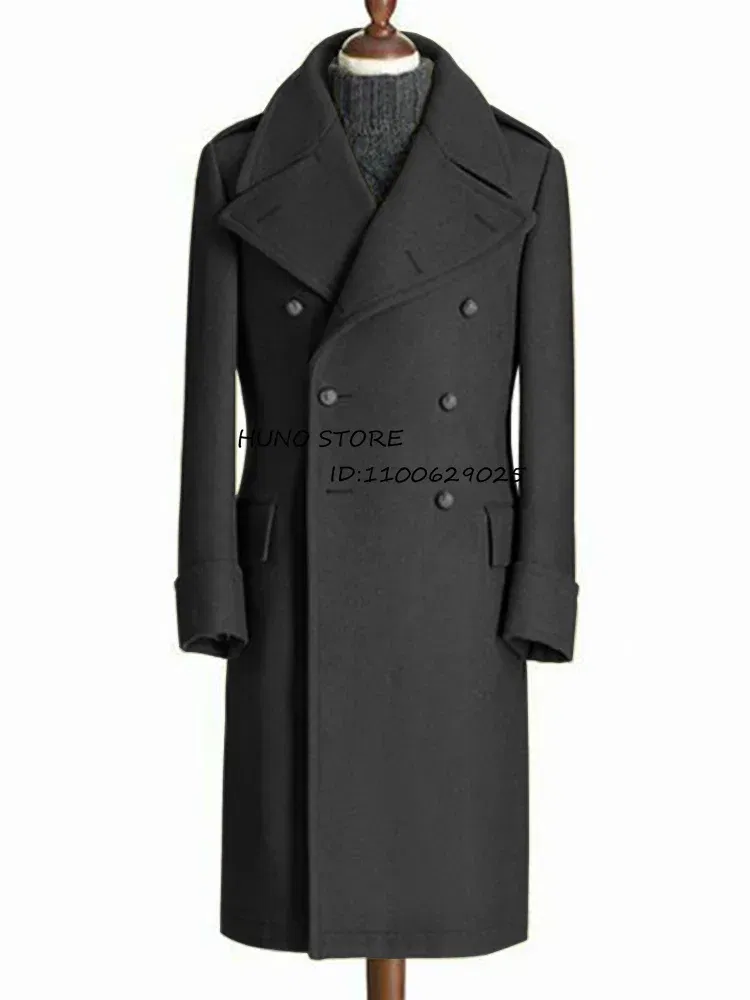 Color: MULTI, Size: S - Windbreak Men's Jacket Wool Long Coat Lapel Double Breasted Men's Trench Coats Windbreakers Jackets Man Winter 2023 Martens Male