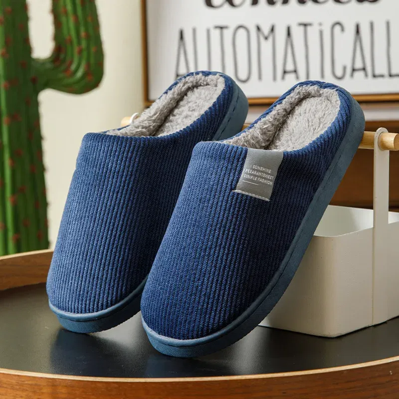 Color: Straw, Shoe Size: 35 - New Winter Household Warm Furry Women Men Shoes Indoor Slippers Bedroom Cotton Slippers Plush Home Slippers Ladies Flip Flops