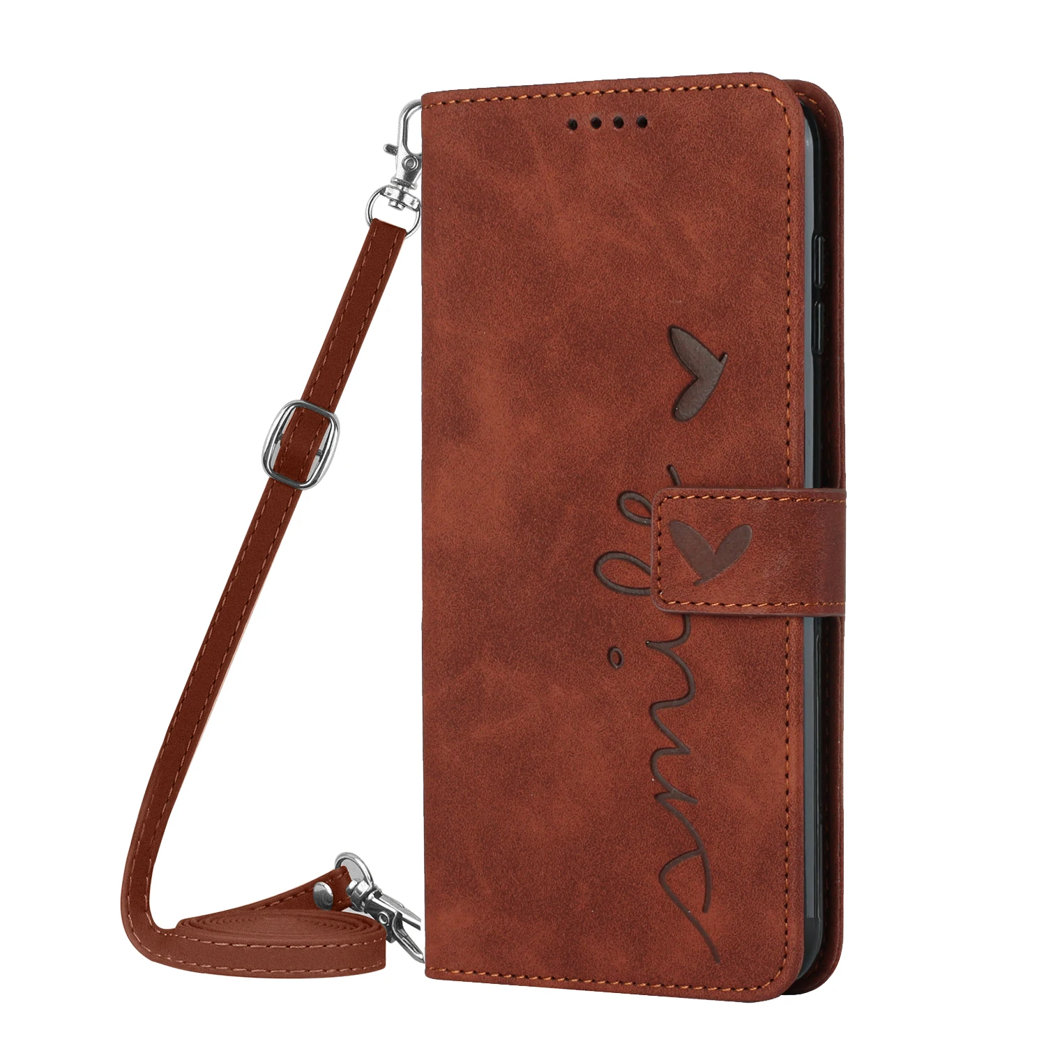 Color: black, Ships From: CHINA, Material: ABS - Love Heart Strap Leather Crossbody Phone Wallet Case Book Stand For Google Pixel 8 7 Pro 8A 7A 6A Girls Cute Shoulder Cover