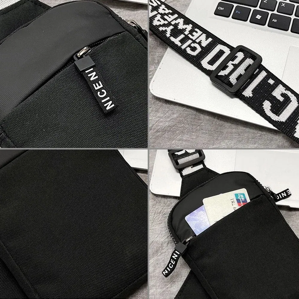 Color: Red - Sports Chest Bag Men Small Mobile Phone Messenger Bags Waist Bags Multi-Function Carry-on Bag Engrave Image Initial Name Patter