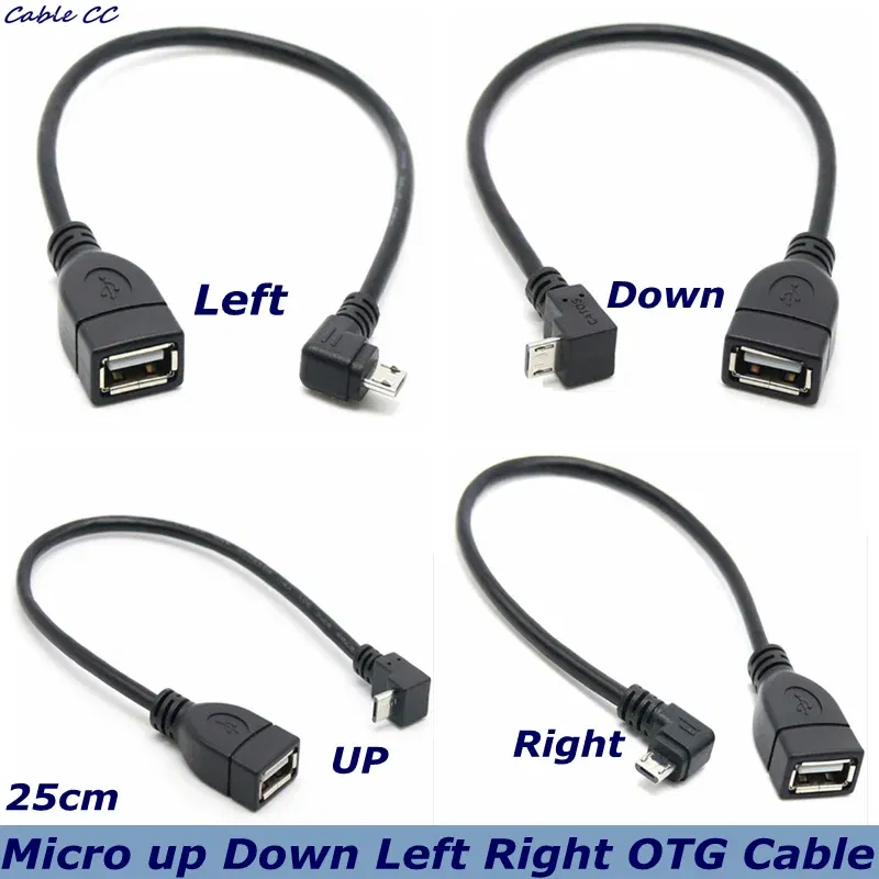 Color: Red, Cable length: 0.2M - 90 degree up and down and left and right angles Micro USB 5Pin male to USB 2.0 A female extension connector adapter OTG cable