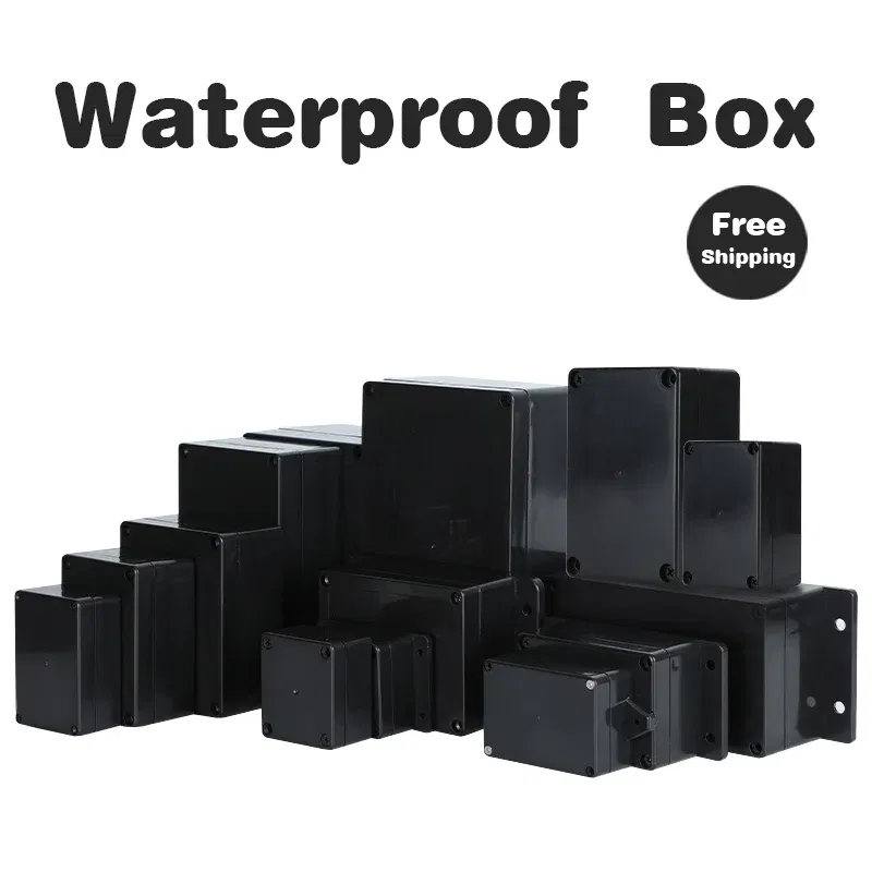 Color: Gold - Black plastic waterproof wire junction box power supply outdoor security monitoring open-mounted waterproof box abs plastic shel
