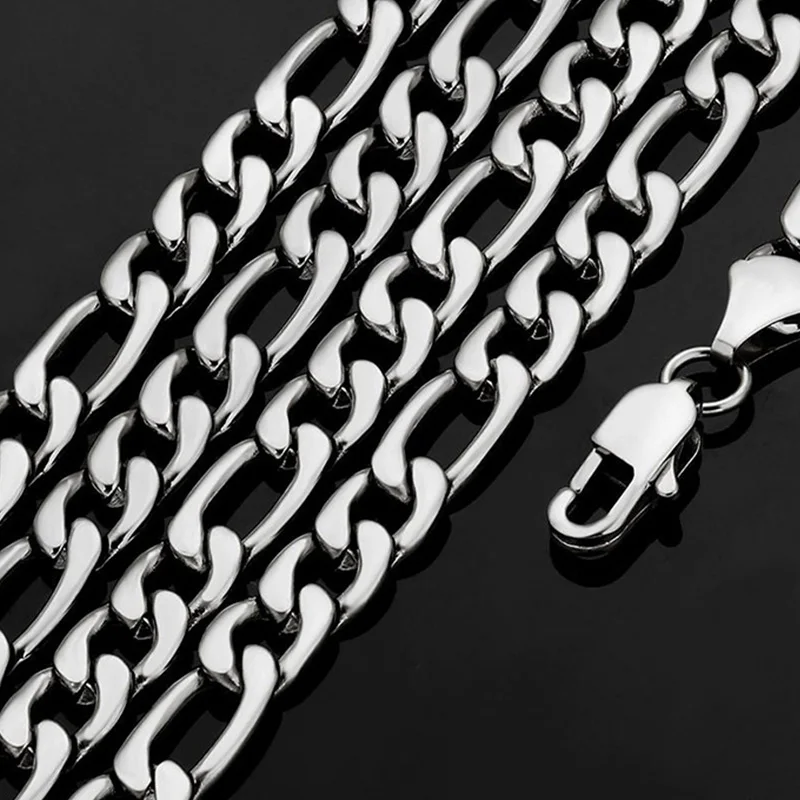 Gem Color: Caramel, Length: 55cm - 925 Sterling Silver 40-75cm Figaro Chain Necklace Men Women Fashion Simple Chain Wedding Christmas Gift Jewelry Accessories