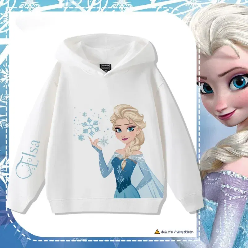 Color: GRAY, Kid Size: 4 - Queen Elsa Surrounding Girls Autumn and Winter Hooded Sweatshirt Children Girl Children's Tops Cute Long-sleeved Coat