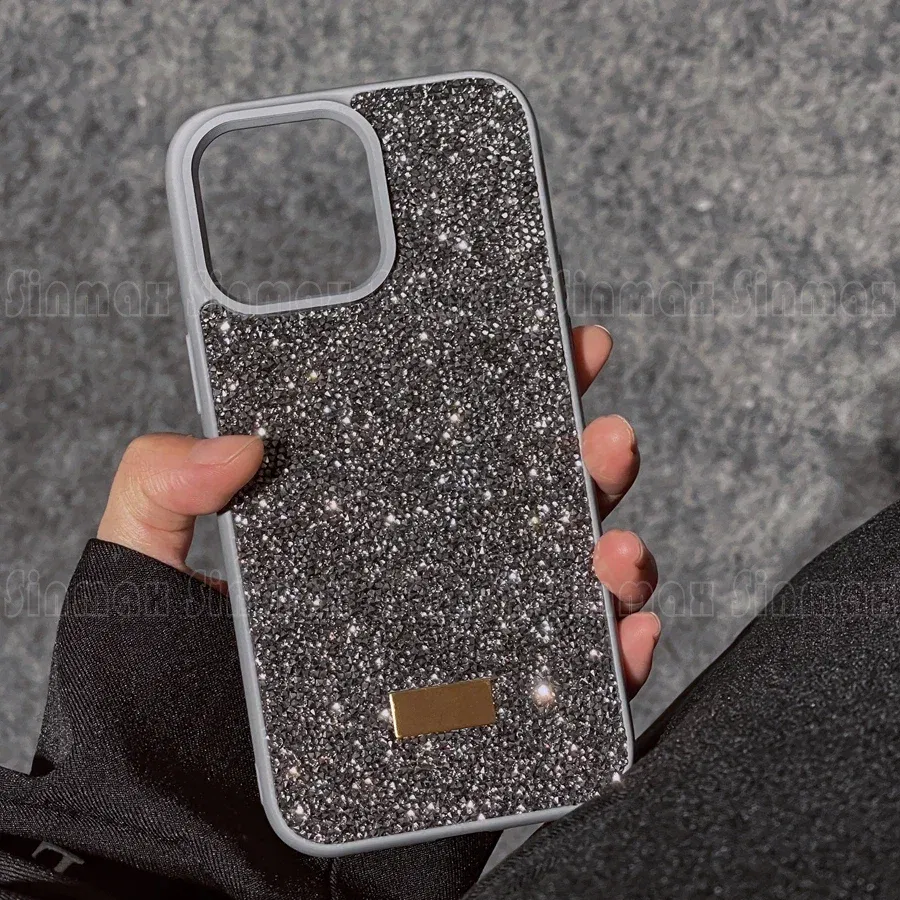 Color: Blue, Material: PU - Bling Glitter Phone Case For iPhone 16 15 14 13 12 Pro Max 11 Vogue Protective Soft Diamond Cover Coque Funda