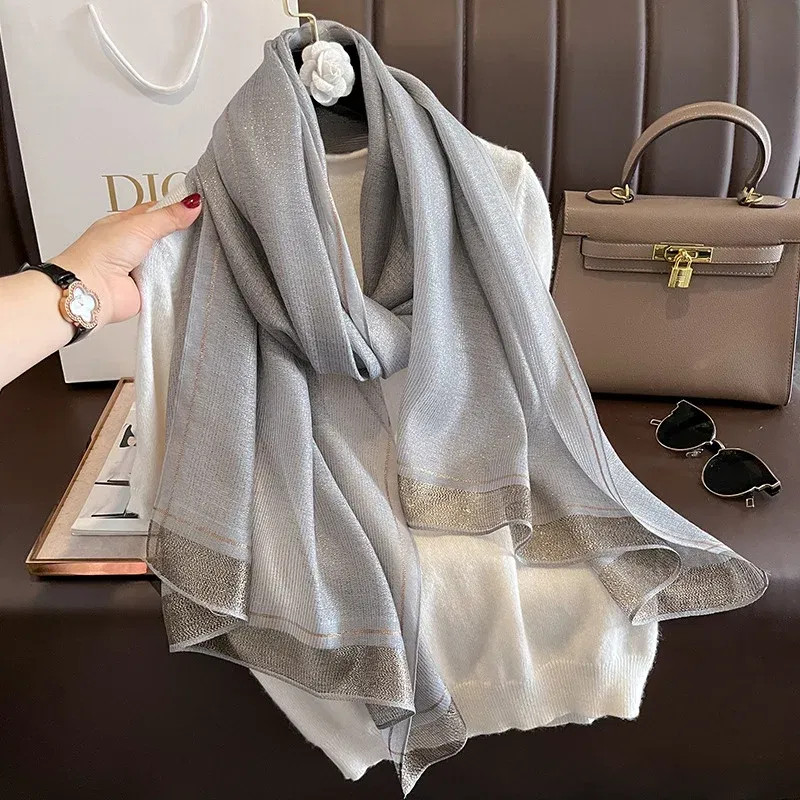 Color: Brown, Size: One Size - 2023 New Women Scarf Winter Warm Solid Silk Wool Shawls Lady Wraps Bufanda Floral Pashmina Luxury Embroidery Warn Scarves