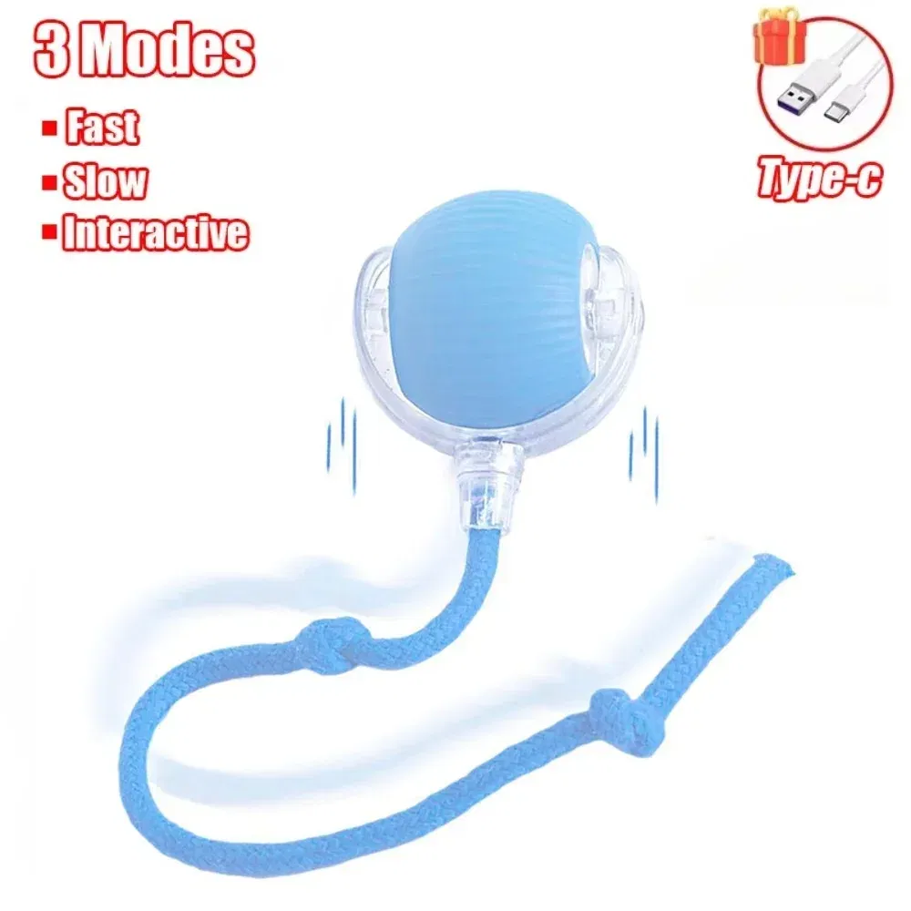 Color: GRAY - New Cat Interactive Ball Toy Automatic Rolling Ball Faux Tail Rechargeable Smart Pet Electric Toy Dog Cat Training Imitate Mouse