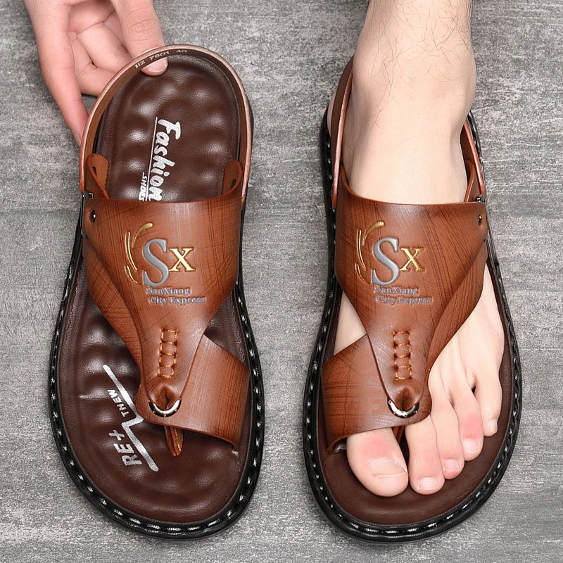 Color: black, Shoe Size: 43 - Outdoor Summer Men's Sandals Summer Office Shoes Non-Slip Mens Casual Sandalis Black