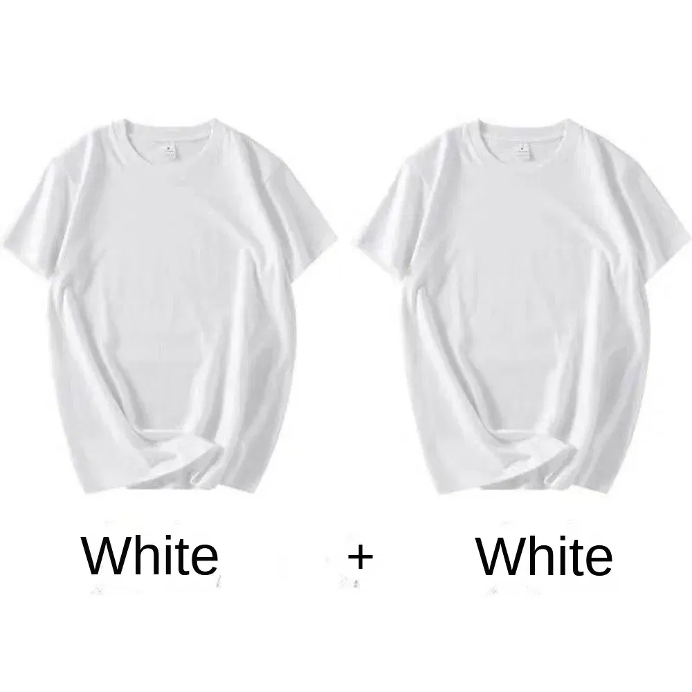 Color: WHITE, Size: XL, Sale by Pack: Pack of 2 - 2PCS 100% Cotton Solid T Shirts Men's and Women's Short Sleeve White Tees Casual Breathable Loose Round Neck T-shirt Couple Tops