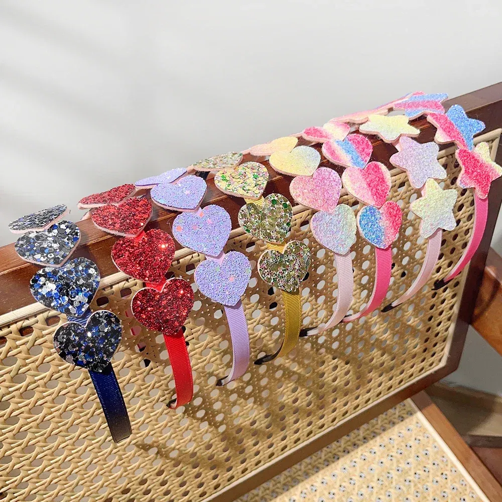 Color: light green - 1pcs Fashion Glitter Kids Hair Band Lovely Bow Stars for Headband Girls Cute Colors Hair Tiaras Hairbands Hair Accessories Gifts
