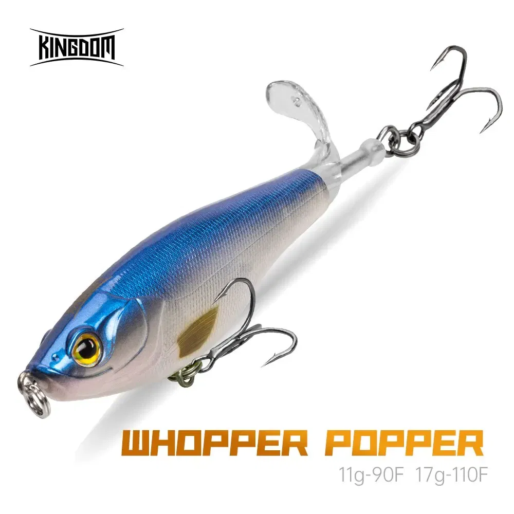 Size: 120mm, Color: Rose - Kingdom Topwater Propeller Pencil Bait Popper Whopper Plopper 90mm 11g 110mm 17g Artificial Wobblers For Bass Pike Hard Lures