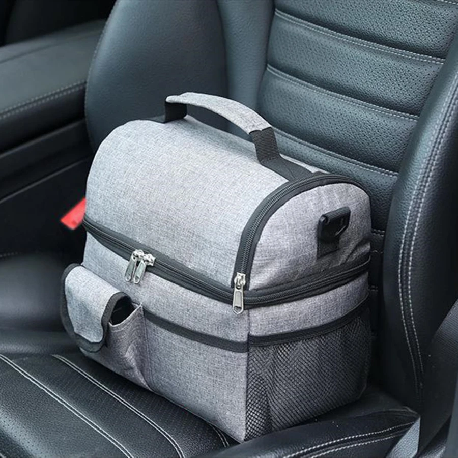 Color: black - 10L Portable Thermal Lunch Bag Food Box Durable Waterproof Office Cooler Lunch Box Ice Insulated Case Camping Oxford Dinner Bag