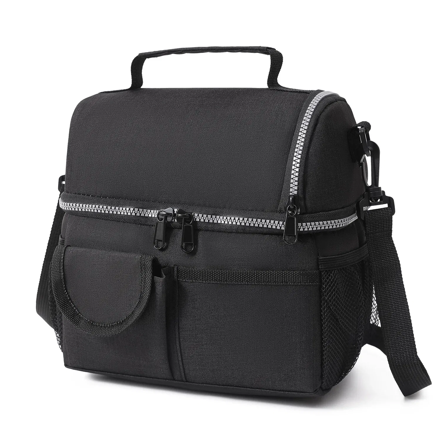 Color: black - 10L Portable Thermal Lunch Bag Food Box Durable Waterproof Office Cooler Lunch Box Ice Insulated Case Camping Oxford Dinner Bag