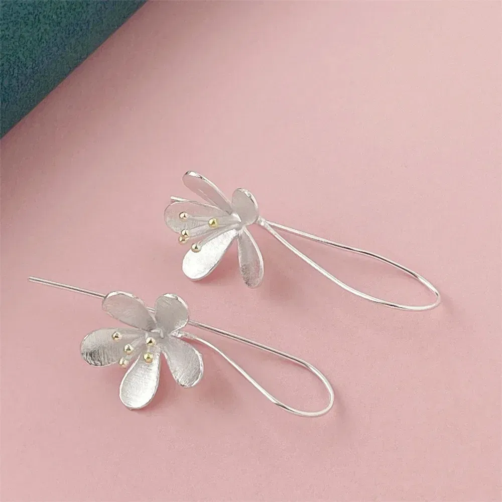 Gem Color: army green - 925 Silver Heart Shape Earrings Women Exquisite Student Jewelry Accessories
