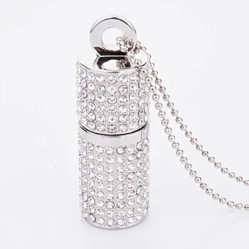 Color: WHITE, Capacity: 4GB - JASTER Crystal cylindrical USB Flash Drive fashion metal diamond pen driveu disk pendrive 4GB 8GB 16GB 32GB 64GB memory stick