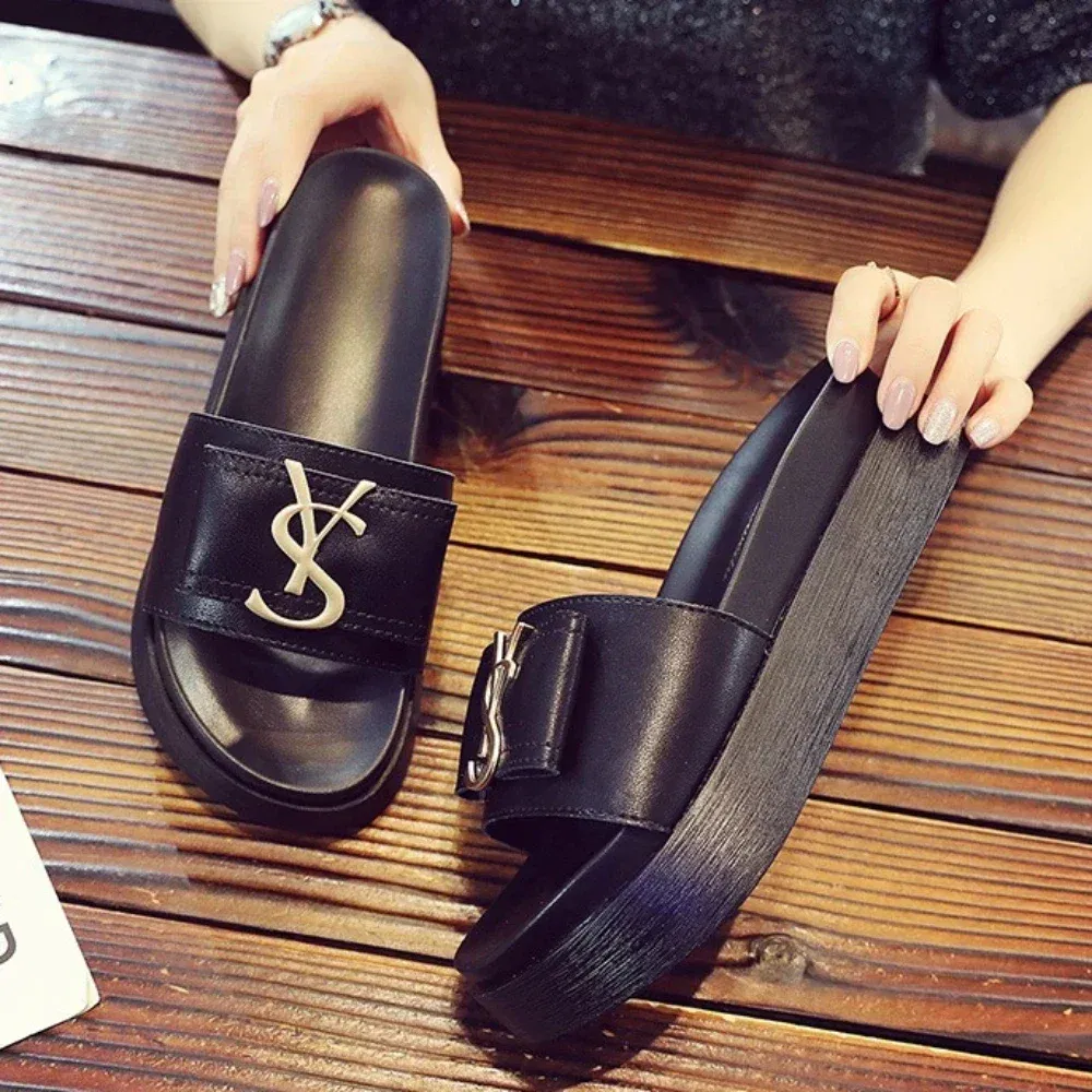 Color: Grape, Shoe Size: 38 - Slippers Summer Shoes Women Platform Design Slides Fashion Letters Ladies Shoes Casual Slipper Outside Non-slip Slippers Sandals