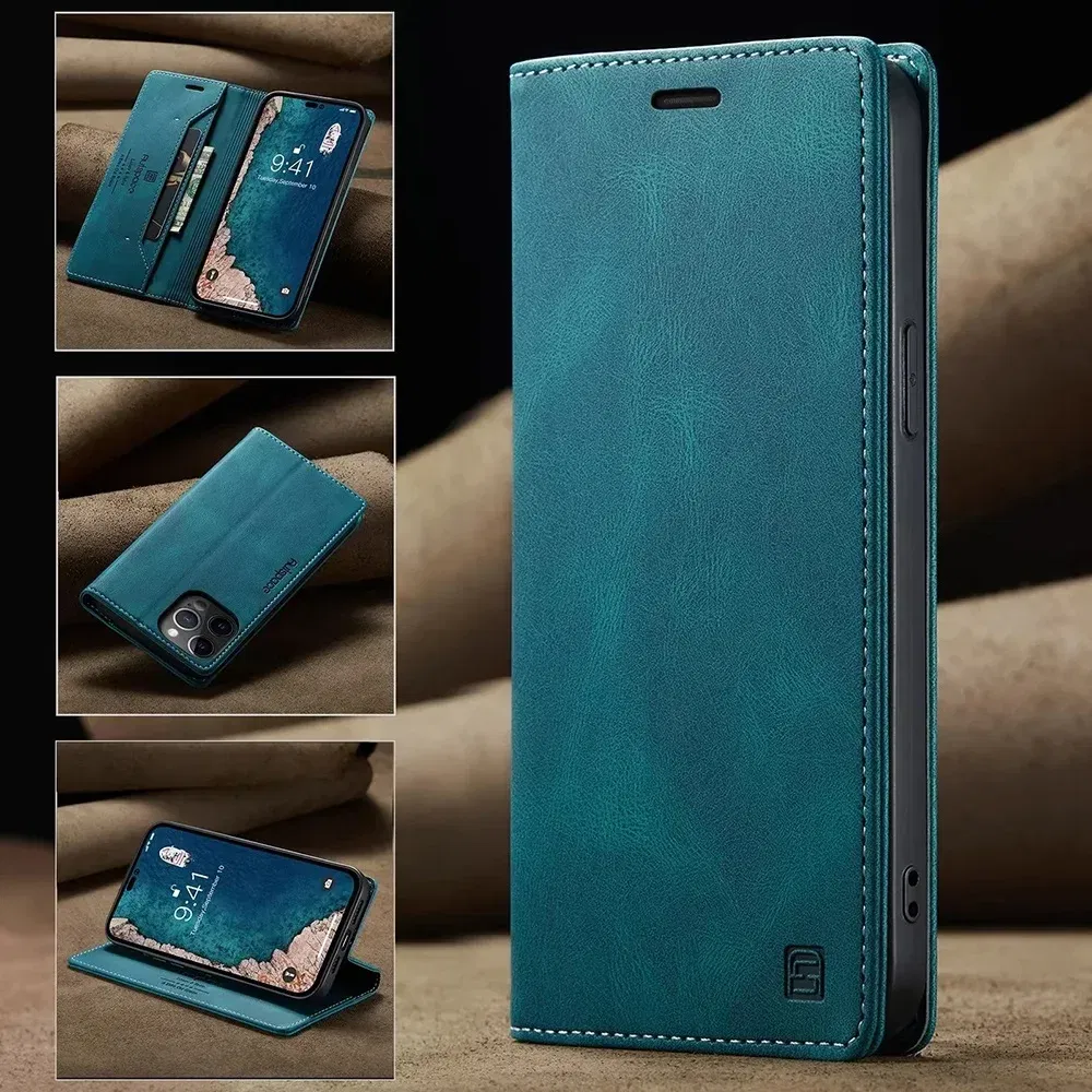 Color: Blue, Material: tpu - Leather Cases for IPhone 16 15 14 13 12 11 Pro Max XR XS Max 8 7 6s Plus SE 2022 2020 Wallet Folio Flip Cover Rfid Blocking