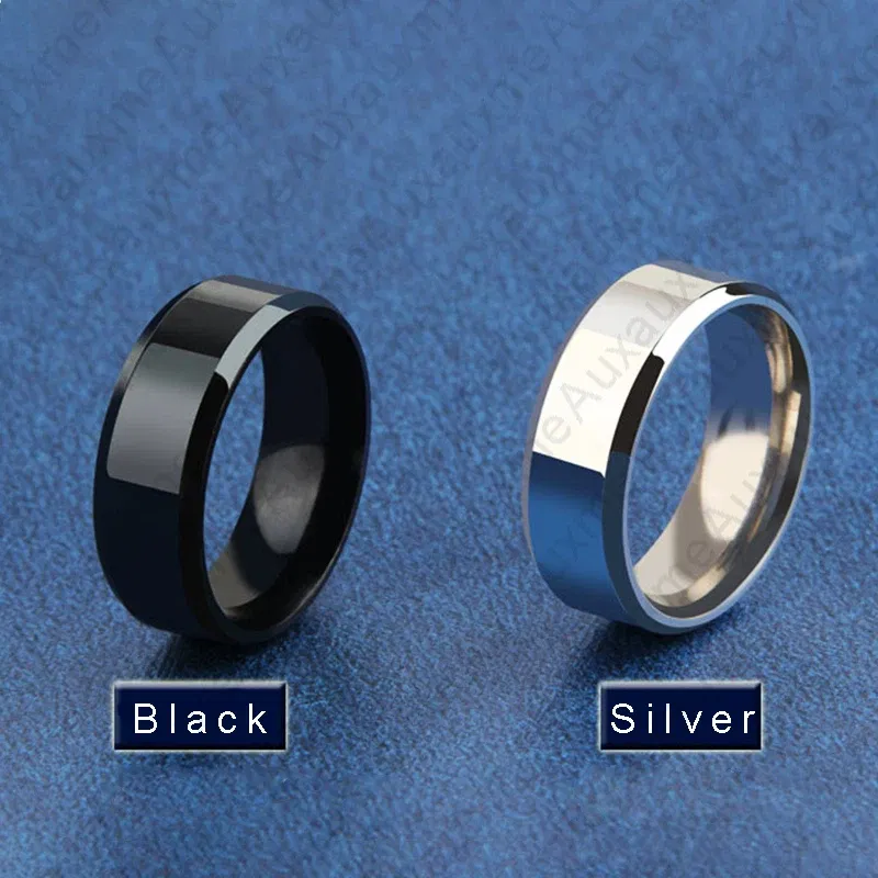 Main Stone Color: Green, Ring Size: 11 - Auxauxme 8mm Black Titanium Stainless Men Ring Simple Wedding Bands Rings Gift For Male Jewelry Size 5-13 Drop shipping