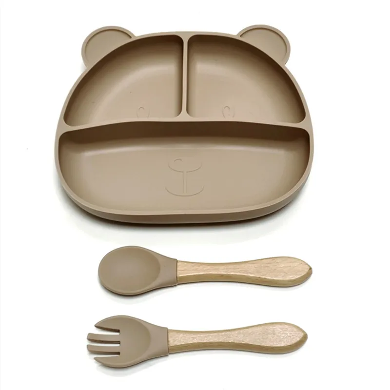 Color: green - Gel dinner plate children eating tableware adsorption on the desktop fruit plate silicone supplement plate