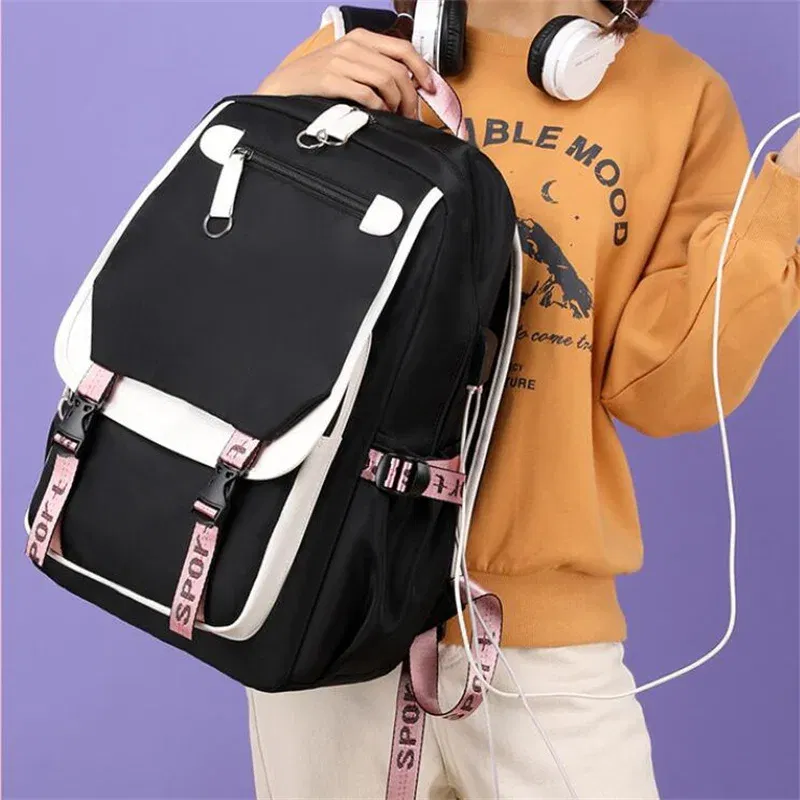 Color: Yellow, Size: 17 Inches - Demon Slayer Backpack Schoolbag USB Laptop Bag Tokitou Muichirou Kanroji Mitsuri Men Women Rucksack Travel Shoulder Outdoor Bags