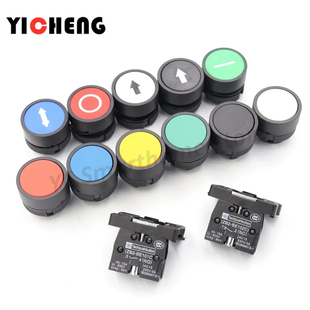 Color: Gold - 2Pcs Plastic marking flat button Arrow indication xb2- self-reset point move 22MM Turn on the power button switch NO/NC