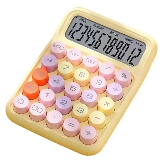 Color: Yellow - Ins Dopamine Candy Color Calculators Large Display Mechanical Dot Keyboard Back To School Supplies Students/Finance Stationery