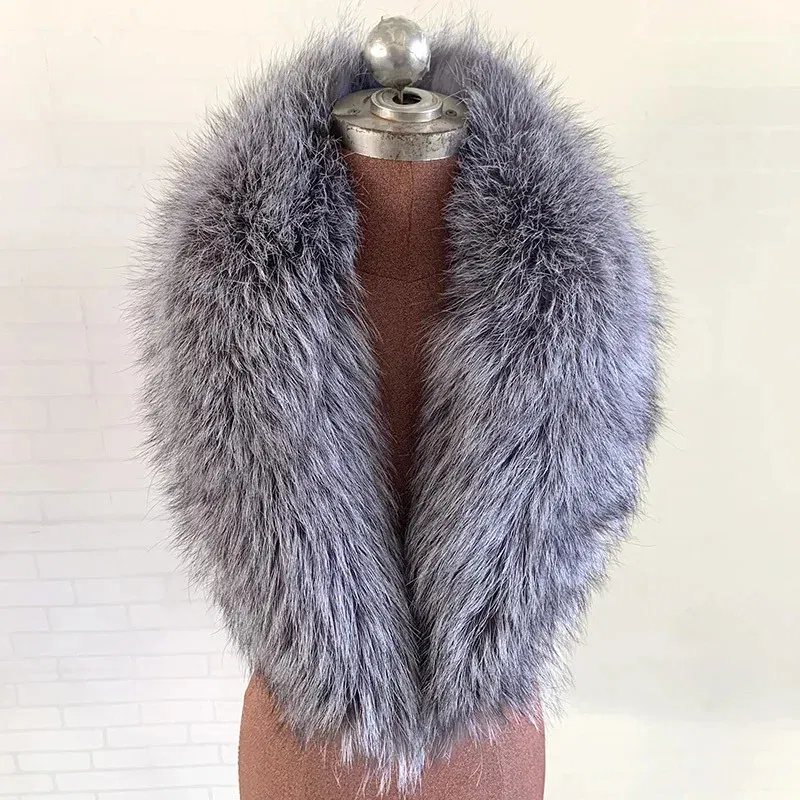 Color: light yellow, Size: S - 100% Natural Real Fox Fur Collar For Women Men Coat Jacket Fur Scarf Winter Extra Large Size Neck Warmer Fur Scarf Shawls Wraps