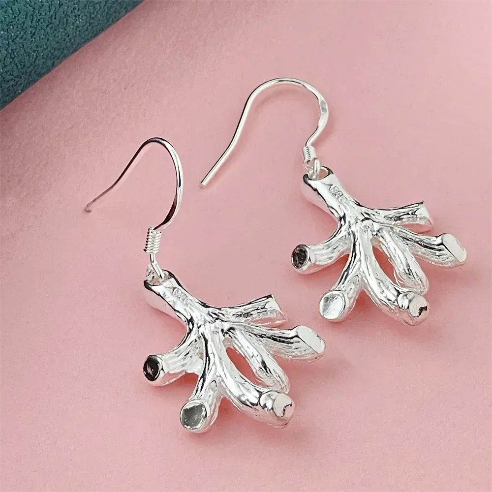Gem Color: Camel Color - 925 Silver Heart Shape Earrings Women Exquisite Student Jewelry Accessories