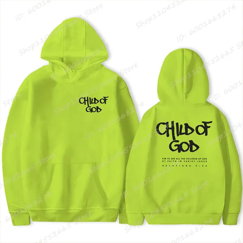 Color: green, Size: XXXL - I Am A God Child Letter Print Hoodies Christian God Sweatshirts Hooded Pullover Pray The Lord Sweatshirt Women's Clothing
