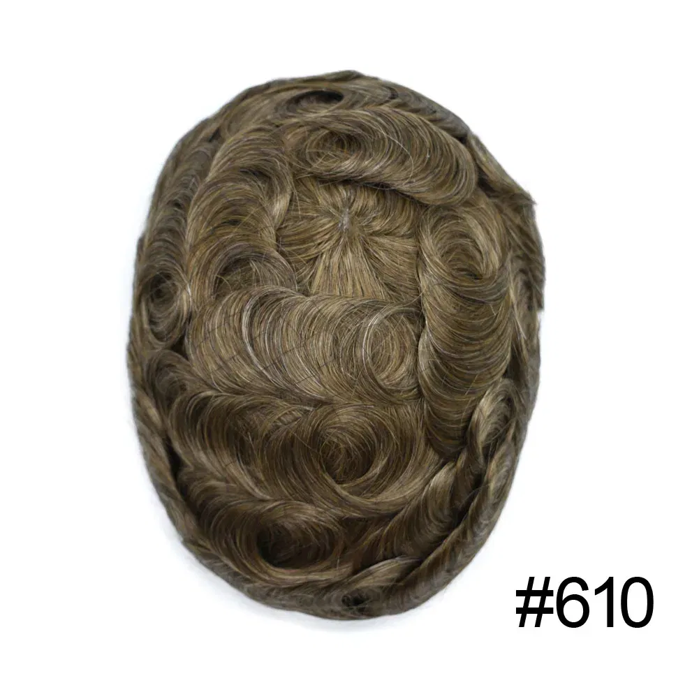 Toupee Color: 610#, Toupee Density: 100%, Length: 6 inches, Ships From: CHINA, Toupee Size: 8x10 - Men Toupee Hair Systems Ultra Thin Skin 0.06MM V-LOOP Capillary Prosthesis Invisible Hairline Real Human HairPieces Hair Units