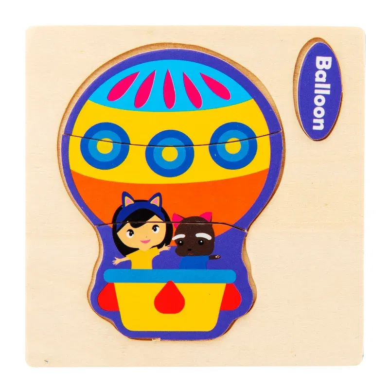 Color: light yellow, Ships From: CHINA - Wooden Puzzle Jigsaw Toys For Children Wood 3d Cartoon Animal Puzzles Intelligence Kids Early Educational Toys for Children