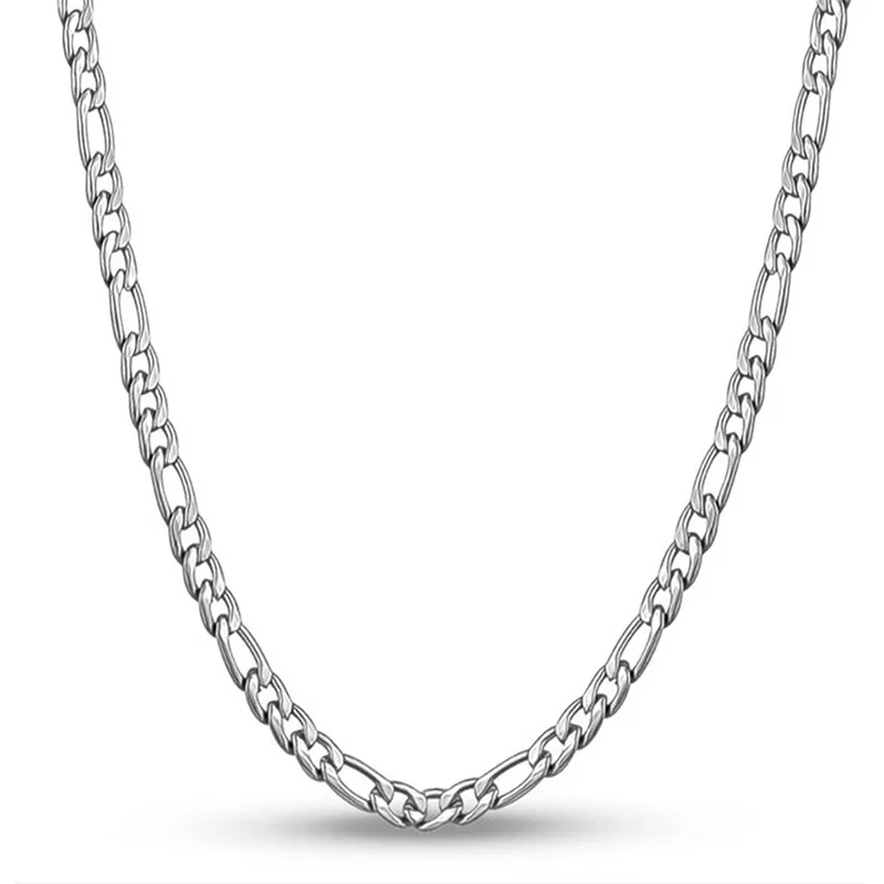 Gem Color: Green, Length: 50cm - 925 Sterling Silver 40-75cm Figaro Chain Necklace Men Women Fashion Simple Chain Wedding Christmas Gift Jewelry Accessories