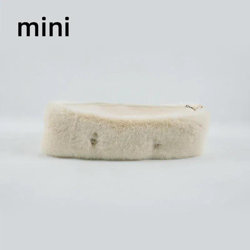 Color: Gold - New Autumn winter obag Faux Rex Rabbit fur zipper up furry Trim Inner pocket for Classic Mini O bag Accesorios
