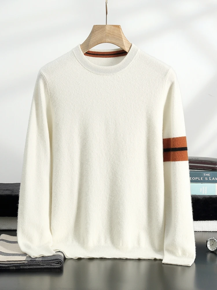 Yoyoselect Luxury Men's 100% Cashmere Sweater Autumn Winter O- Neck Thick Warm Pullover Casual Smart Jumpers Soft Knitwear Top