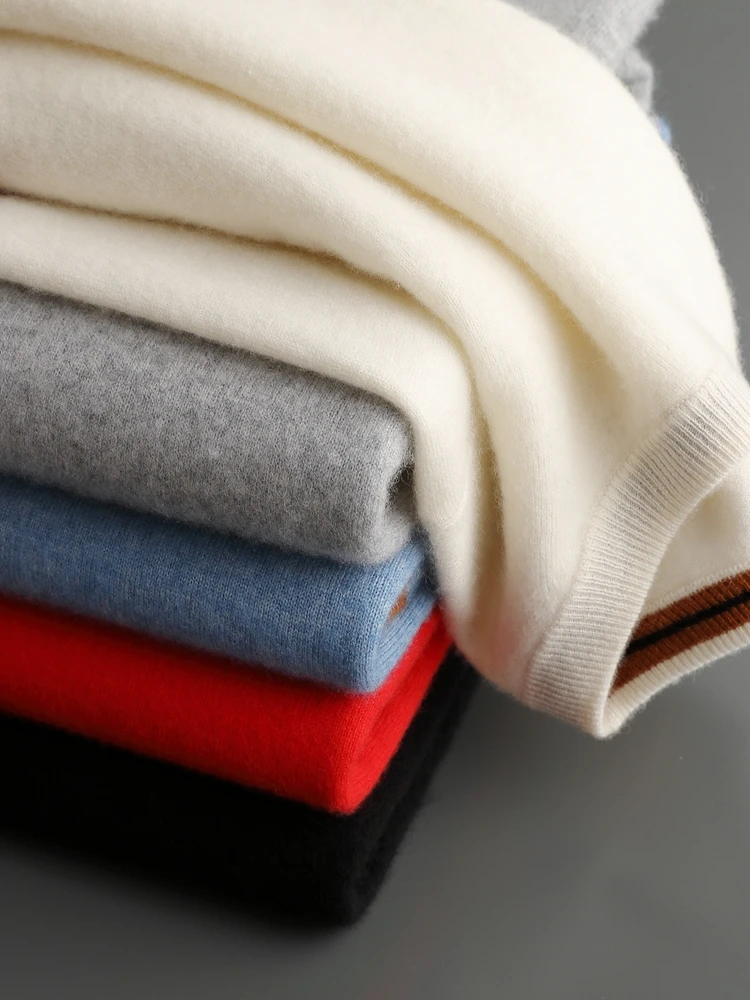 Yoyoselect Luxury Men's 100% Cashmere Sweater Autumn Winter O- Neck Thick Warm Pullover Casual Smart Jumpers Soft Knitwear Top
