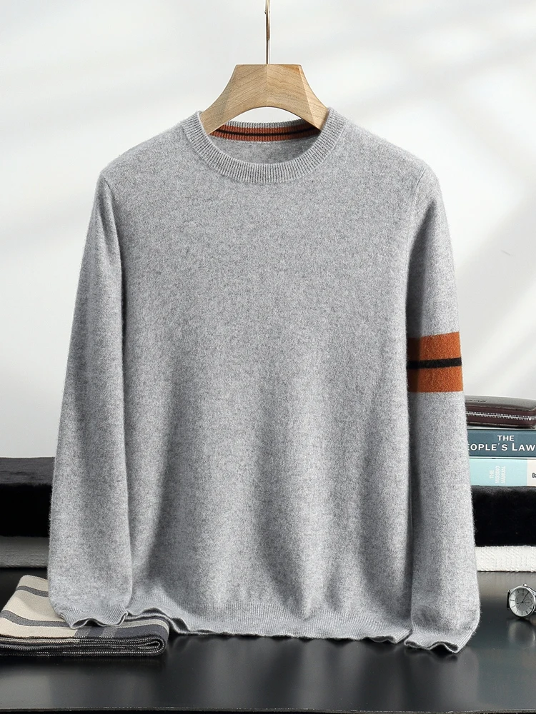 Yoyoselect Luxury Men's 100% Cashmere Sweater Autumn Winter O- Neck Thick Warm Pullover Casual Smart Jumpers Soft Knitwear Top