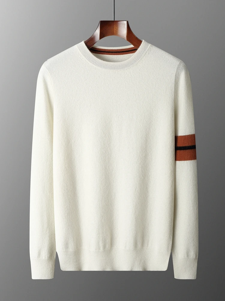 Yoyoselect Luxury Men's 100% Cashmere Sweater Autumn Winter O- Neck Thick Warm Pullover Casual Smart Jumpers Soft Knitwear Top