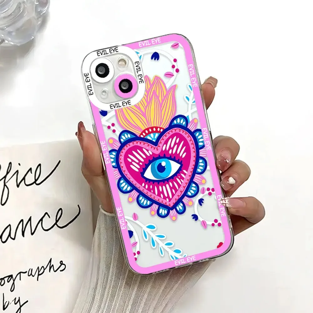 Color: black, Material: PE - Blue Evil Eye Phone Case For Samsung Galaxy S10 S20 S21 S22 S23 S24 FE Plus Ultra Note 20 Transparent TPU Case