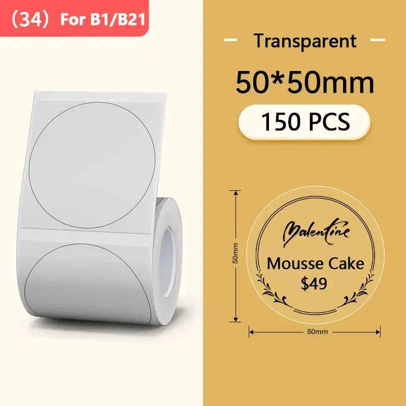 color: Red - Niimbot Round Mini Printer Portable Thermal Label Stickers Self-Adhesive Waterproof for B1/B21/B3S Label Maker Sticker New