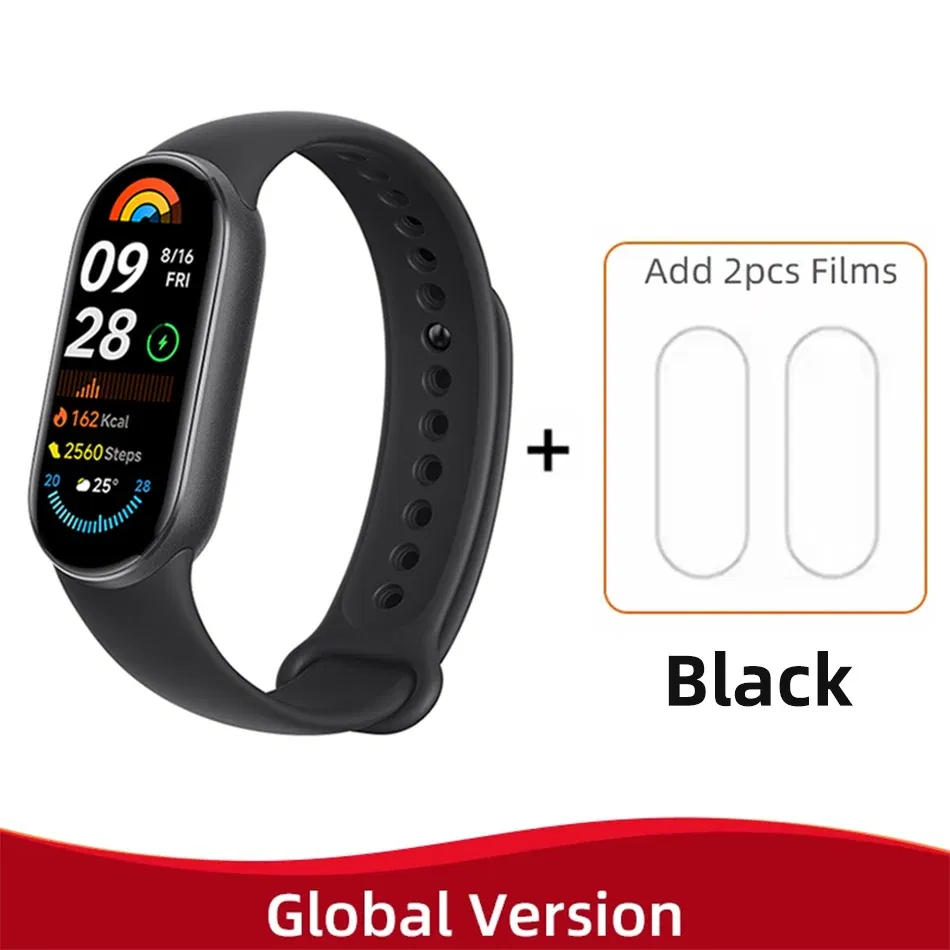 Color: MAROON, Ships From: CHINA - New! Global Version Xiaomi Band 9 Mi Smart Bracelet 9 Color AMOLED 1.62" Ultra 21 Days Battery Life Miband Wrist Watch Blood