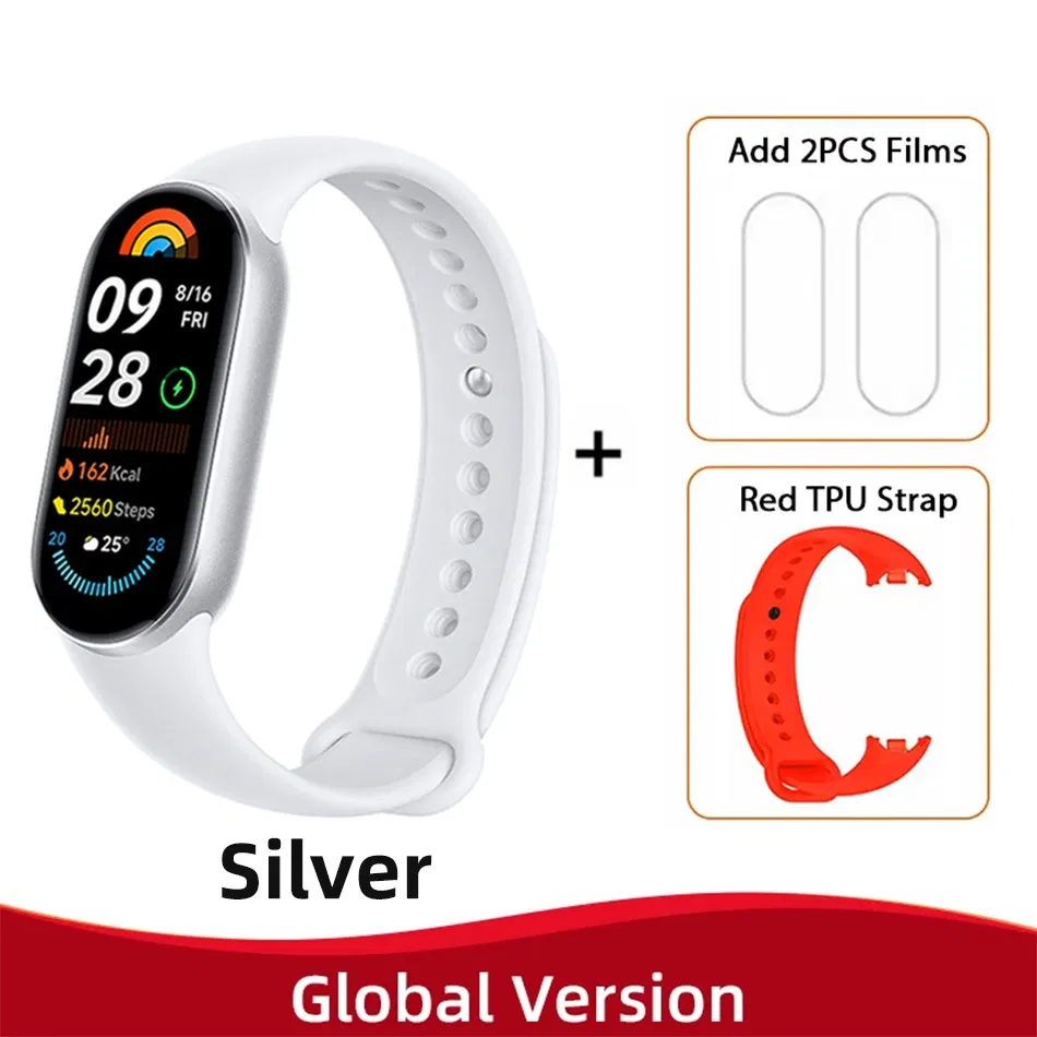 Color: MAROON, Ships From: CHINA - New! Global Version Xiaomi Band 9 Mi Smart Bracelet 9 Color AMOLED 1.62" Ultra 21 Days Battery Life Miband Wrist Watch Blood