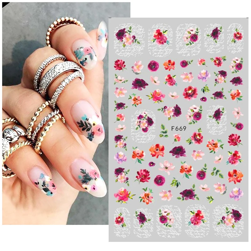 Color: Yellow - 3D Blue Butterfly Adhesive Stickers Nail Art Decoration Laser Flowers Leaves Nail Sticker Nail Art Supplies Nail Parts