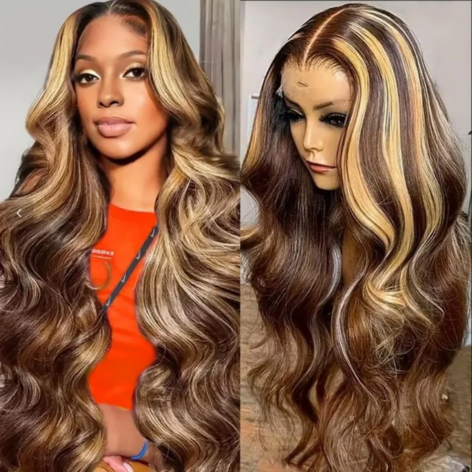 Stretched Length: 22INCHES, Hair Color: #16, Density: 200%, Ships From: CHINA - Highlight Wig Human Hair P4/27 Body Wave Wigs Highlight 13x6 Hd Lace Frontal Wig Human Hair 13x4 Hd Lace Front Human Hair Wigs