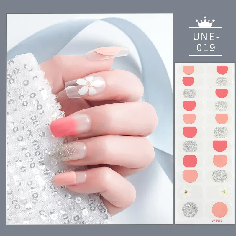 Color: Chocolate - 22 Tips Blue and White Shiny Speckles Nail Art Sticker Full Cover Nail Stickers Last Update Nail Wraps Lot Sticker for Nails